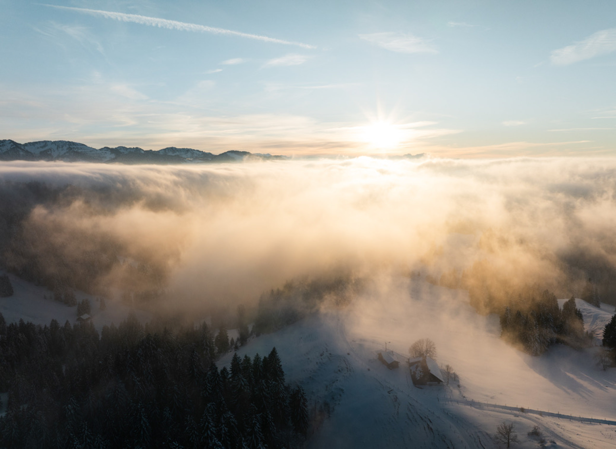 Oberstaufen, Alpen, Winter, Sonnenuntergang